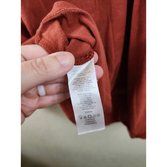 Loft Outlet Womens M Orange Henley V-Neck Long Sleeve T-Shirt - Picture 5 of 5